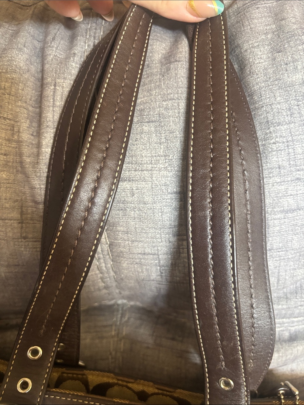 Coach Signature Jacquard Tote Bag Brown + Matching Mini Skinny Wallet 2008 Y2K - Picture 13 of 13